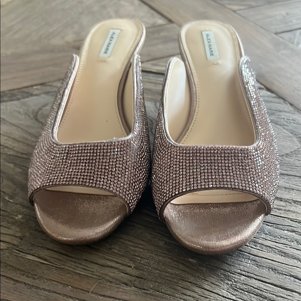 Alex Marie Silver Heels with Rhinestone Embellishments